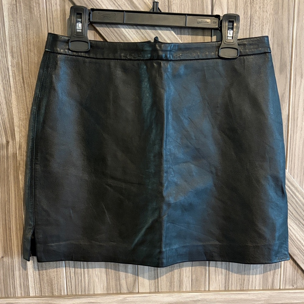 BCBGMaxAzria Dark Leather Mini Skirt
